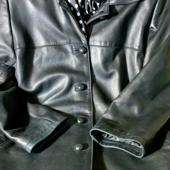 Canadian Made Genuine Leather Barn Style Black Jacket XL As New - Picture 2 of 10